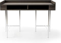 HOMES: Inside + Out Bratenahl Modern Metal 48 in. Writing Desk with USB Port Electrical Outlet for Home Office Brown and Chrome