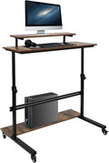 Rolling Standing Computer Desk Laptop Computer Table Folding Desk Mobile Standing Desk Studying Desk Rolling Desk Adjustable Height Computer Desk with Wheels for Home Classrooms Office