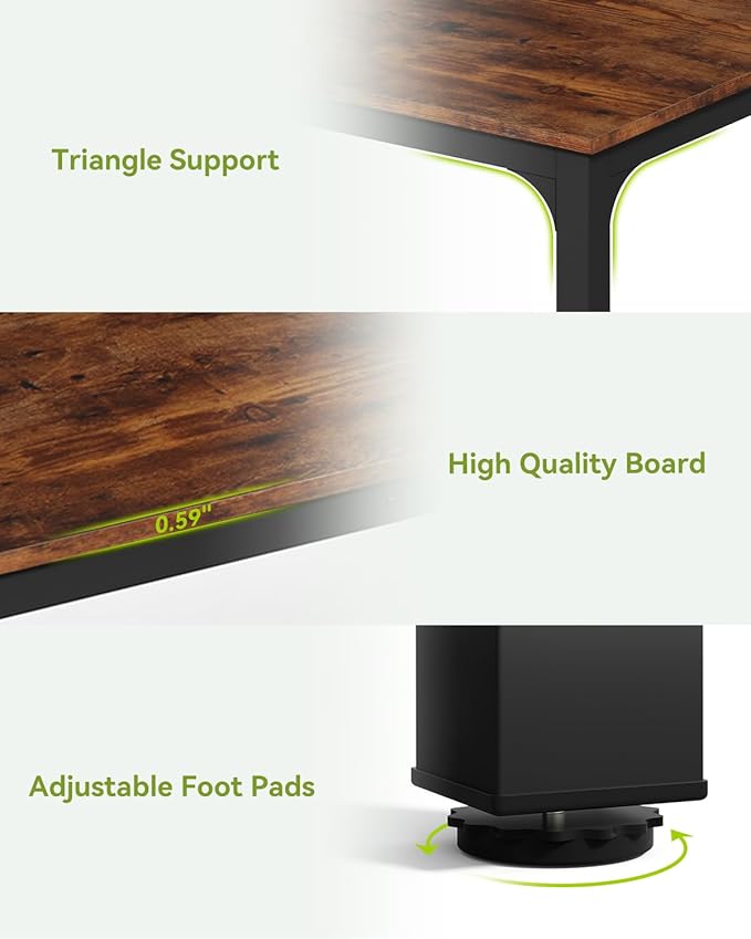LITTLE TREE Two Person Desk 78.7 Inches Extra Long Computer Desk Wooden Large Office Desks with Strong Metal Legs Double Desk for 2 People Writing Study Table for Home Office Brown &amp Black