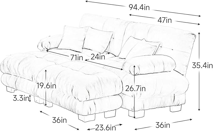94.4 Oversized Modular Sectional Sofa Blue Large Sectional Couches for Living Room Chenille Fabric Sofa Set Cloud Love Seat Couches with 2 Ottomans Deep Seat Modern Sofas para Sala