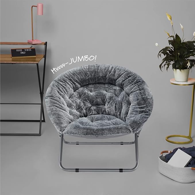 Urban Lifestyle Faux Fur Saucer Chair 36.2D x 36.2W x 31.9H in Grey