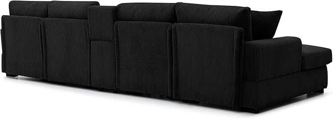 U-Shaped Sectional Cloud Sofa with Storage Console and Cupholders 126-Inch U-Shaped Symmetrical Corduroy Sectional Couch W/2 Chaise LoungesUSB-C Ports &amp 2 Pillows