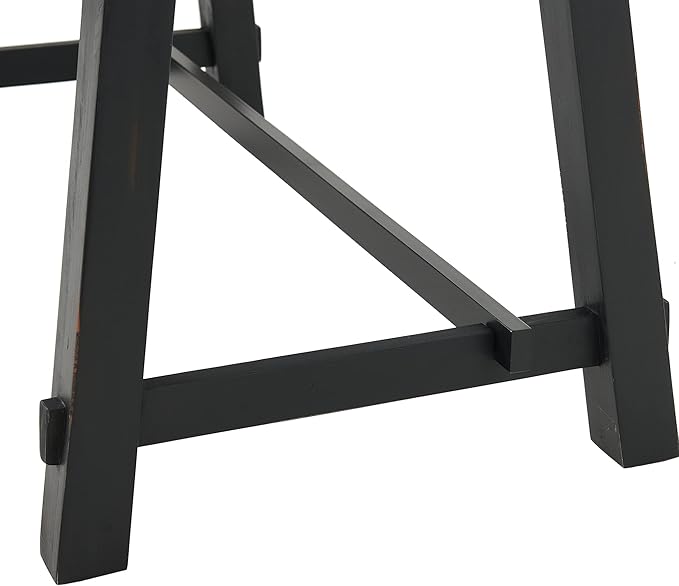 Adam 32 in. Solid Pine Wood Desk Rustic Industrial Style Distressed Black Sawhorse Legs Compact Office Desk Natural Wood Characteristics 32 in. W x 21 in. D x 30 in. H Ideal for Home Office