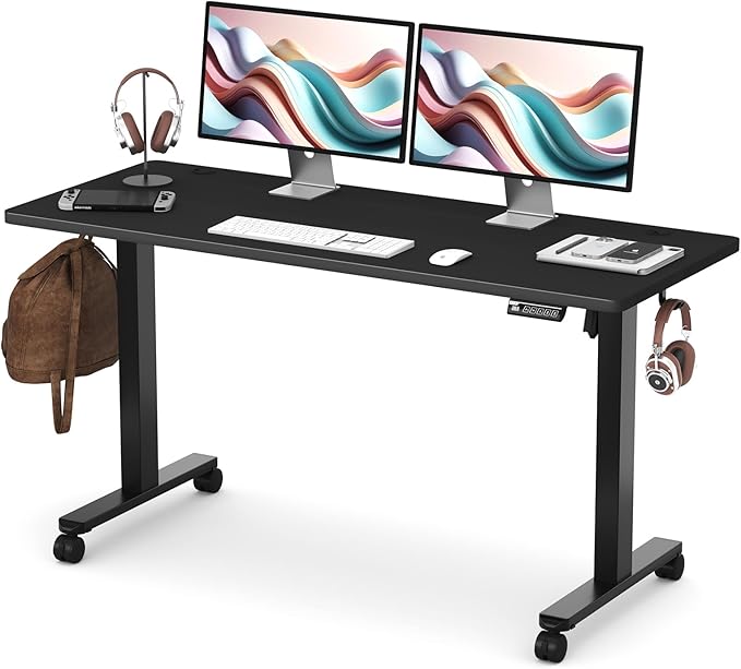 Monomi 59 inch Electric Standing Desk with Memory Preset Adjustable Height Standing Desk for Home Office &amp Gaming Large Computer Desk with Anti-Collision Black