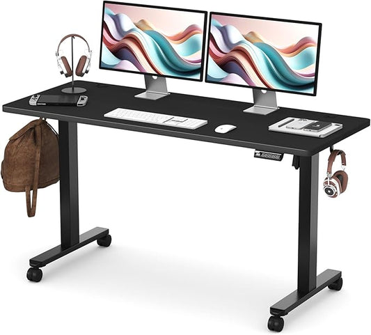 Monomi 59 inch Electric Standing Desk with Memory Preset Adjustable Height Standing Desk for Home Office &amp Gaming Large Computer Desk with Anti-Collision Black