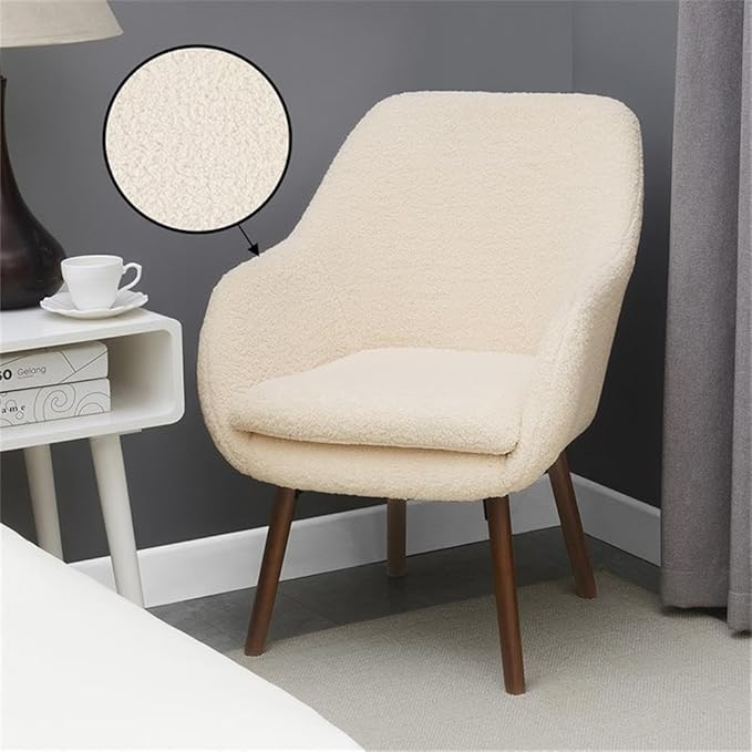 Convenience Concepts Take a Seat Charlotte Wingback Sherpa Accent Armchair 25.25 - Boho Transitional Boucle Lounge Chair for Office Den Living Room Sherpa Cream/Coffee Bean