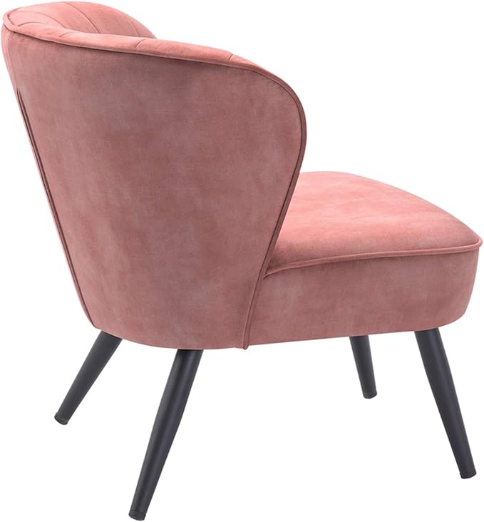DUHOME Living Room Chair Armless Slipper Accent Chair Sofa Chair Reading Chair Upholstered Velvet Fabric for Bedroom Pink