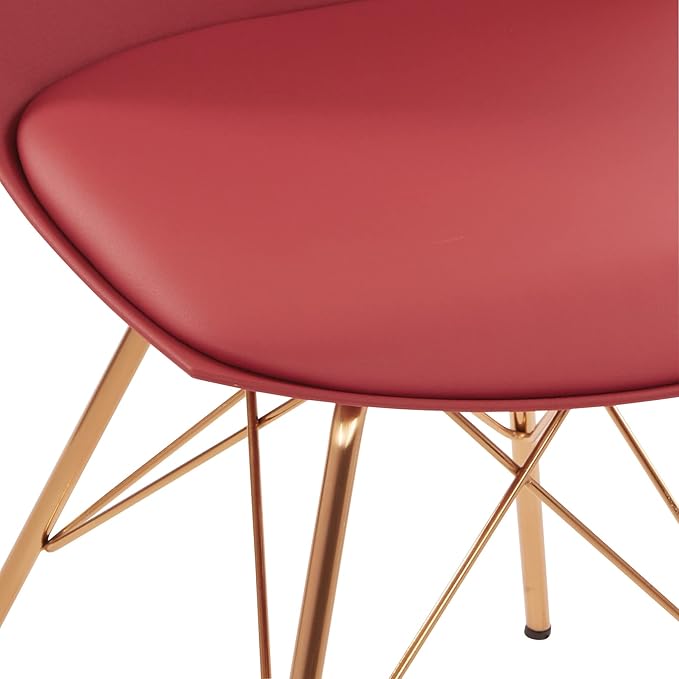 OSP Home Furnishings Oakley Mid-Century Modern Bucket Dining Chair with Faux Leather Padded Seat Desert Rose