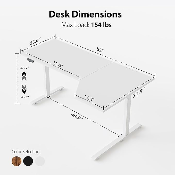 Mericonia L-Shaped Standing Desk with Cable Management Corner Stand Up Desk Electric Adjustable Computer Desk for Home Office Work