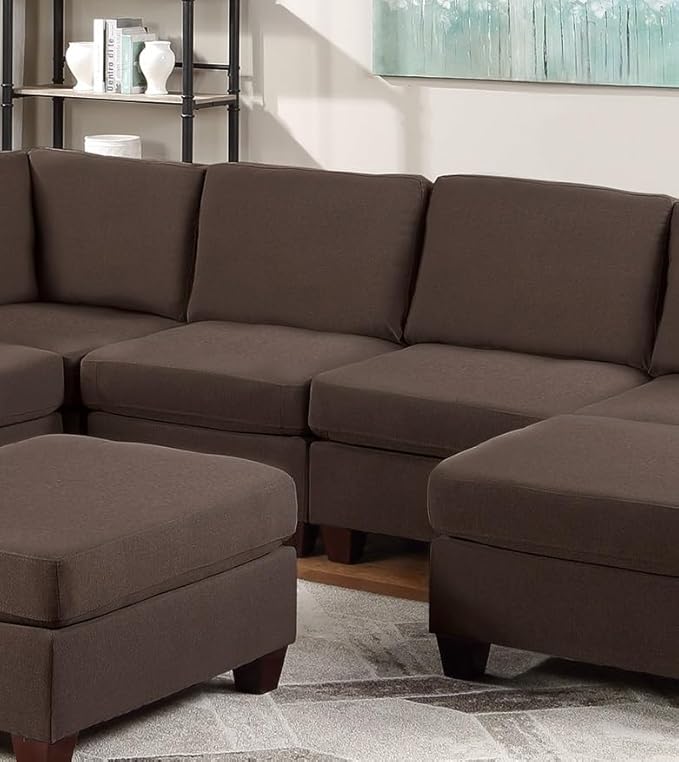Modern Armless Chair Linen Like Fabric Black Coffee Color Living Room Sofa Comfortable Seating