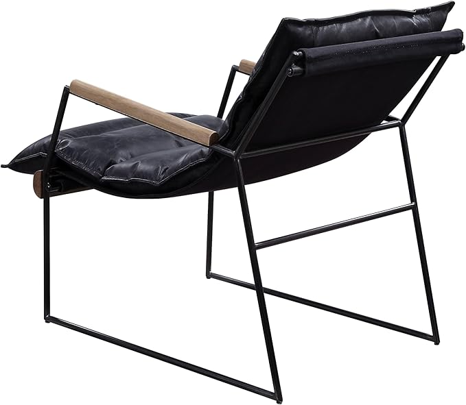 Distress Leather Accent Chair with Sled Base - Modern Chic Industrial Style Bedroom Living Room Chair