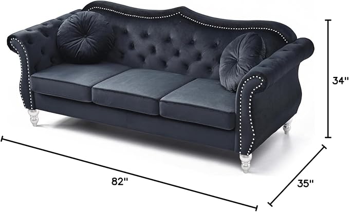Glory Furniture Hollywood Velvet Sofa in Black