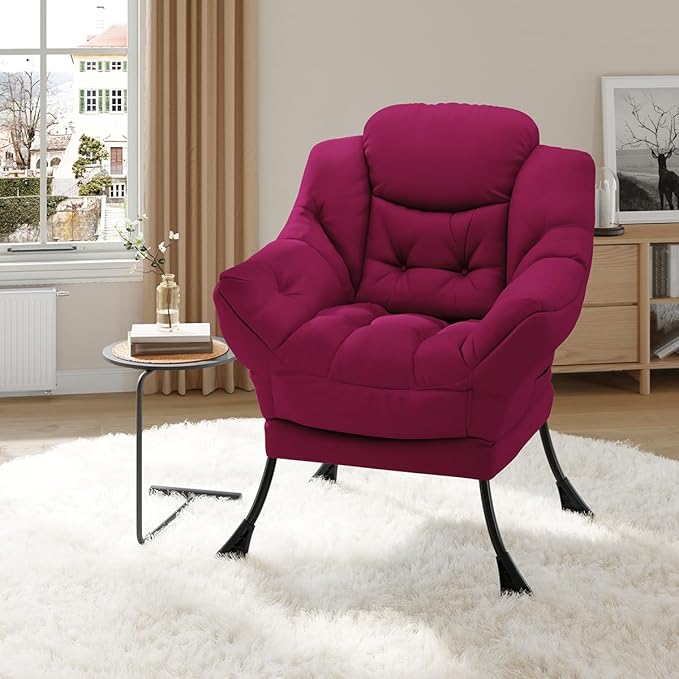Comfy Modern Lazy Accent Chair with Side Pocket Lounge Armchair for Living Room Leisure Reading Sofa Chair for Bedroom Dorm &amp Office