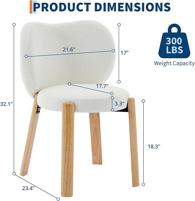 Mid-Century Modern Heart-Back Lounge Chair – Quality Cuddly Suede-Like Upholstery Solidified Hardwood &amp Metal Frame – Comfortable Accent Chair for Living Room Bedroom or RV - White| 2PCS