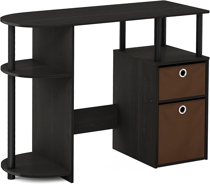 FURINNO Jaya Computer Study Desk with Bin Brown