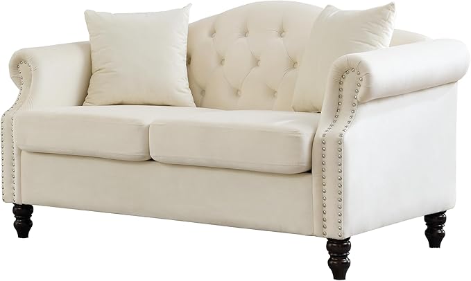 Modern Velvet Loveseat 57 Inch Sectional Couch Luxury 2 Seater Deep Couch with NailheadUpholstered Sofa for Living Room Bedroom Apartment