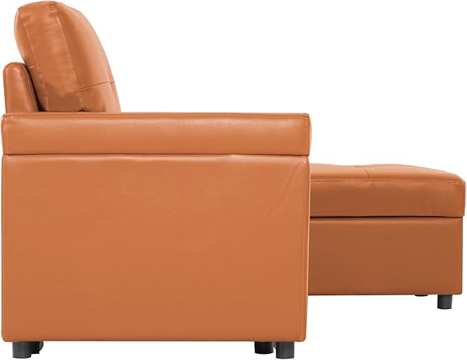 Naomi Home 85 in. Convertible Sofa with Storage Reversible L Shape Sofa Couch with Chaise Comfy Couches for Living Room Caramel/Air Leather
