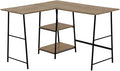 Computer Desk Home Office Corner Storage Shelves 48 l L Shape Work Laptop Brown Laminate Black Metal Contemporary Modern