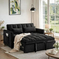 Convertible Sofa Bed Love Seat Sleeper Bed with Side Pockets 3 in 1 Velvet Fabric Pull Out Couch with Adjustable Backrest for Living Room Bedroom Apartment Black