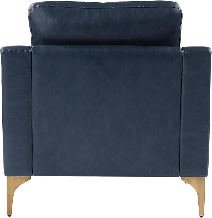 Serta Triton 33.5 Arm Chair Transitional Modern Dreamcoil Comfort Metal Legs Vegan Leather Navy Blue