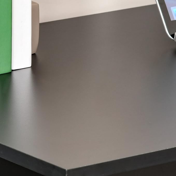 Modern Home Office Desk with 6 Tier Storage Shelves 47 Writing Table with Bookshelf Black
