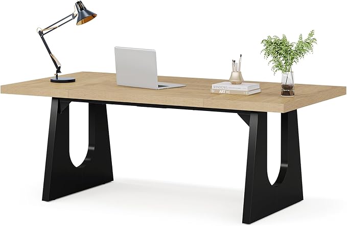 Tribesigns 70.86-Inch Executive Desk Large Computer Office Desk with Double Wood Pedestal Modern Simple Style Rectangle Writing Table for Home Office