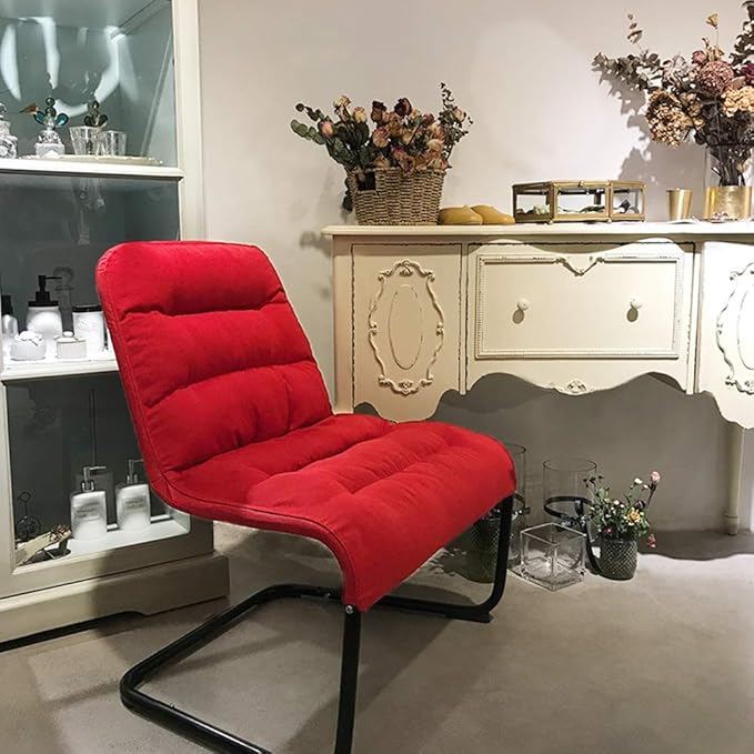 Durable Metal Modern Chair with Soft Comfortable Cushion Red - Ideal for Bedrooms Living Rooms Dorms Indoor Spaces Accent and Lounging