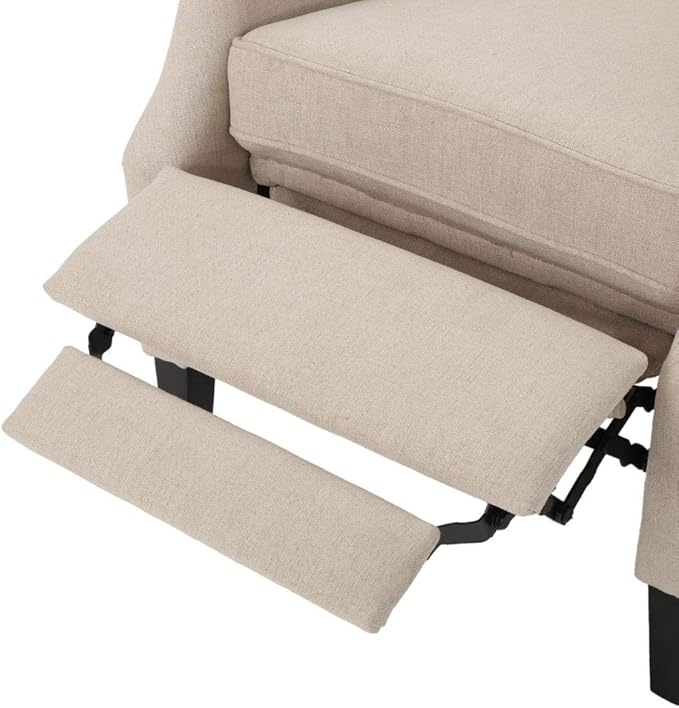 GDFStudio Westeros Traditional Wingback Fabric Recliner Chair (Wheat)