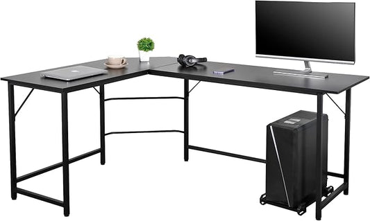 L-Shaped Office Desk Corner Computer Desk Gaming Gamer Table Workstation with CPU Stand for Home Office