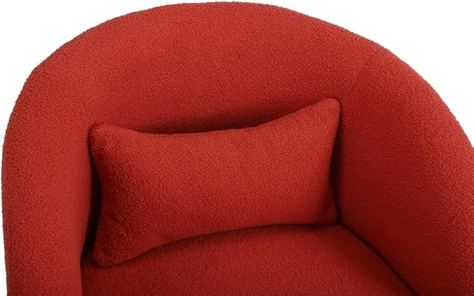 Swivel Accent Chair Swivel Barrel Chair with Pillow 360 Degree Swivel Armchair Round Club Chair for Living Room Bedroom Office Lounge (Orange + Faux Fur)