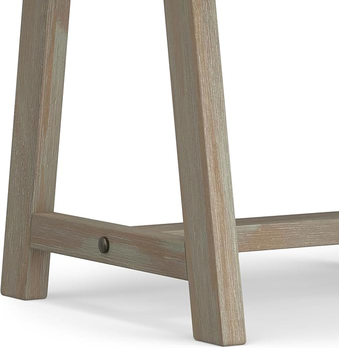 SIMPLIHOME Sawhorse SOLID WOOD 22 inch Wide Square Modern Industrial End Side Table in Distressed Grey for the Living Room and Bedroom