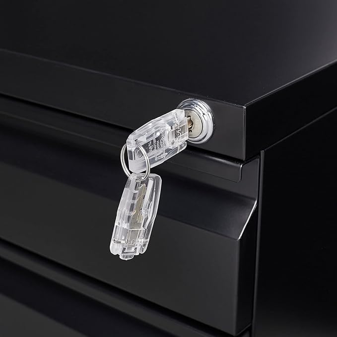 3-Drawer Mobile Filing Cabinet with Lock Office Storage Locking File Cabinets of Legal/Letter Size Metal Filing Cabinets to Be Installation RequiredBlack