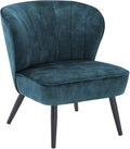 DUHOME Living Room Chair Armless Slipper Accent Chair Sofa Chair Reading Chair Upholstered Velvet Fabric for Bedroom Blue