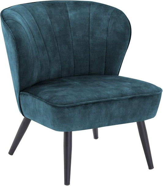 DUHOME Living Room Chair Armless Slipper Accent Chair Sofa Chair Reading Chair Upholstered Velvet Fabric for Bedroom Blue