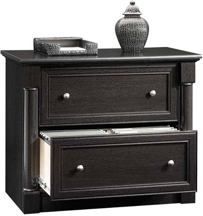 Pemberly Row 2-Drawer Lateral File Cabinet Engineered Wood Wind Oak Finish 36.8 W x 22 D x 29.7 H Full Extension Slides Patented Safety Mechanism Office Storage Furniture for Documents
