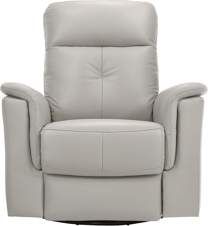 Lexicon Swivel Glider Recliner Chair Comfy Nursery Glider Top Grain Leather Match Recliner Manual Reclining Chair for Living Room/Office/Apartment Silver