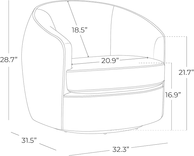 CHITA Swivel Barrel Chair Modern Comfy FSC Certified Upholstered Faux Leather Accent Chair for Living Room Fully Assembled Grey