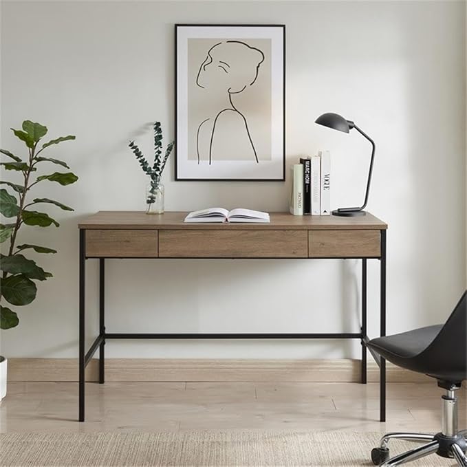 Evans 47.75'' Wide Rectangular Writing Desk in Antiqued Gray Oak