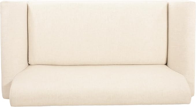 Christopher Knight Home Canna Fabric Flared Arms Loveseat Comfy Upholstery 2 Seater Sofa Wooden Frame Living Room Chair Soft Seating Lounge Sofa for Bedroom/Office Beige + Natural
