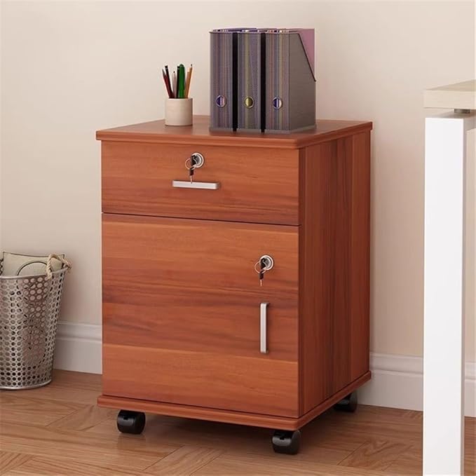 Furniture Simple Locking Mobile Low Cabinet Office File Cabinet with Drawer File Organizer Printer Stand(Red)