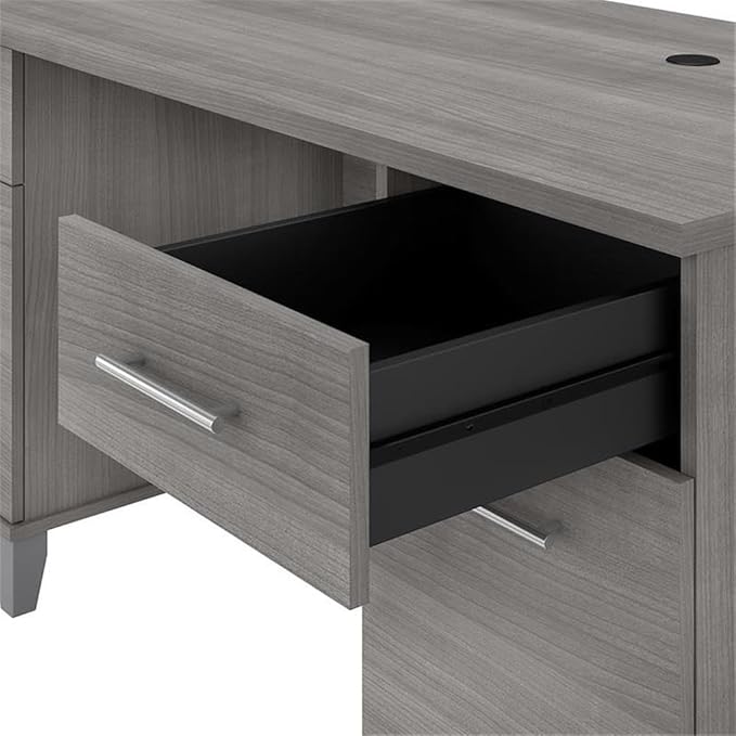 Bush Home 60-inch Home Office Desk with Drawers Large Computer Table with Storage Transitional Style Somerset Collection Platinum Gray