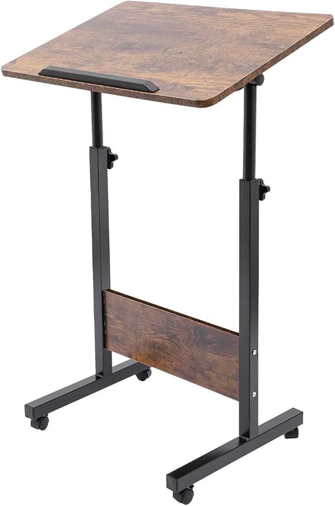Adjustable Height 32-47in &amp 180°Angle Mobile Standing Desk Small Desk Portable Foldable Desk for Small Spaces