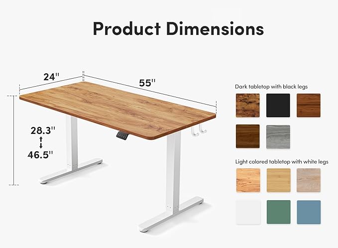 FEZIBO Electric Standing Desk Height Adjustable Stand up Desk 55 x 24 Inches Sit Stand Home Office Desk Computer Desk Light Rustic Brown