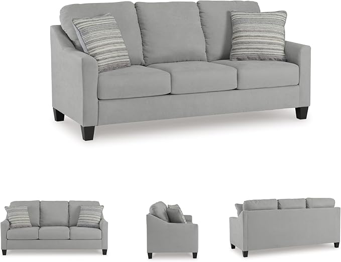 Signature Design by Ashley Adlai Casual Sofa with 2 Toss Pillows Light Gray