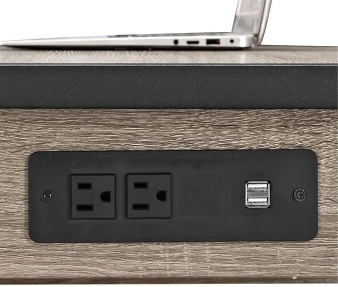 Scranton &amp Co 60 Work from Home Office Laptop Computer Desk with Storage in Driftwood and Black