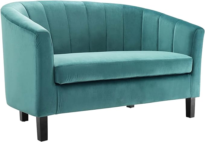 Modway Prospect Channel Tufted Upholstered Velvet Loveseat Teal