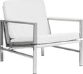Atlas Modern Accent Chair in Blended Leather Chrome/White
