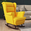 Rocking Chair Rubber Wood Legs Velvet Yellow Rocking Chair Living Room Chair Bedroom