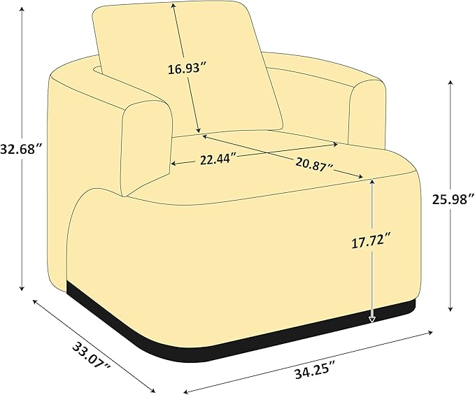 Oversized Living Room Chair Modern Comfy Boucle Accent Chairs with Throw Pillow Upholstered Armchair for Bedroom Office Waiting Room Fully Assembled (Curry)