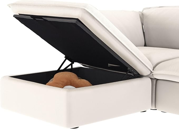Modern Modular Sectional Couches for Living Room Ottoman Module Cushion Covers Removable Minimalist Comfy Breathable Sectional Sofa Couch for Office Apartment White